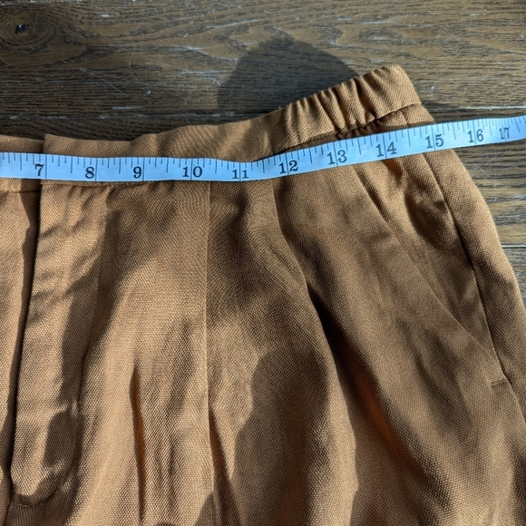 Zara Trouser Pants Camal Tan Womens size S Wide Leg Office Carrier High Waisted - Picture 6 of 8